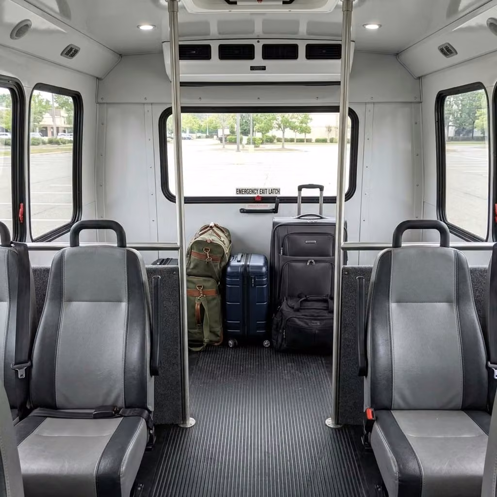 brooklyn center 28 passenger minibus luggage area