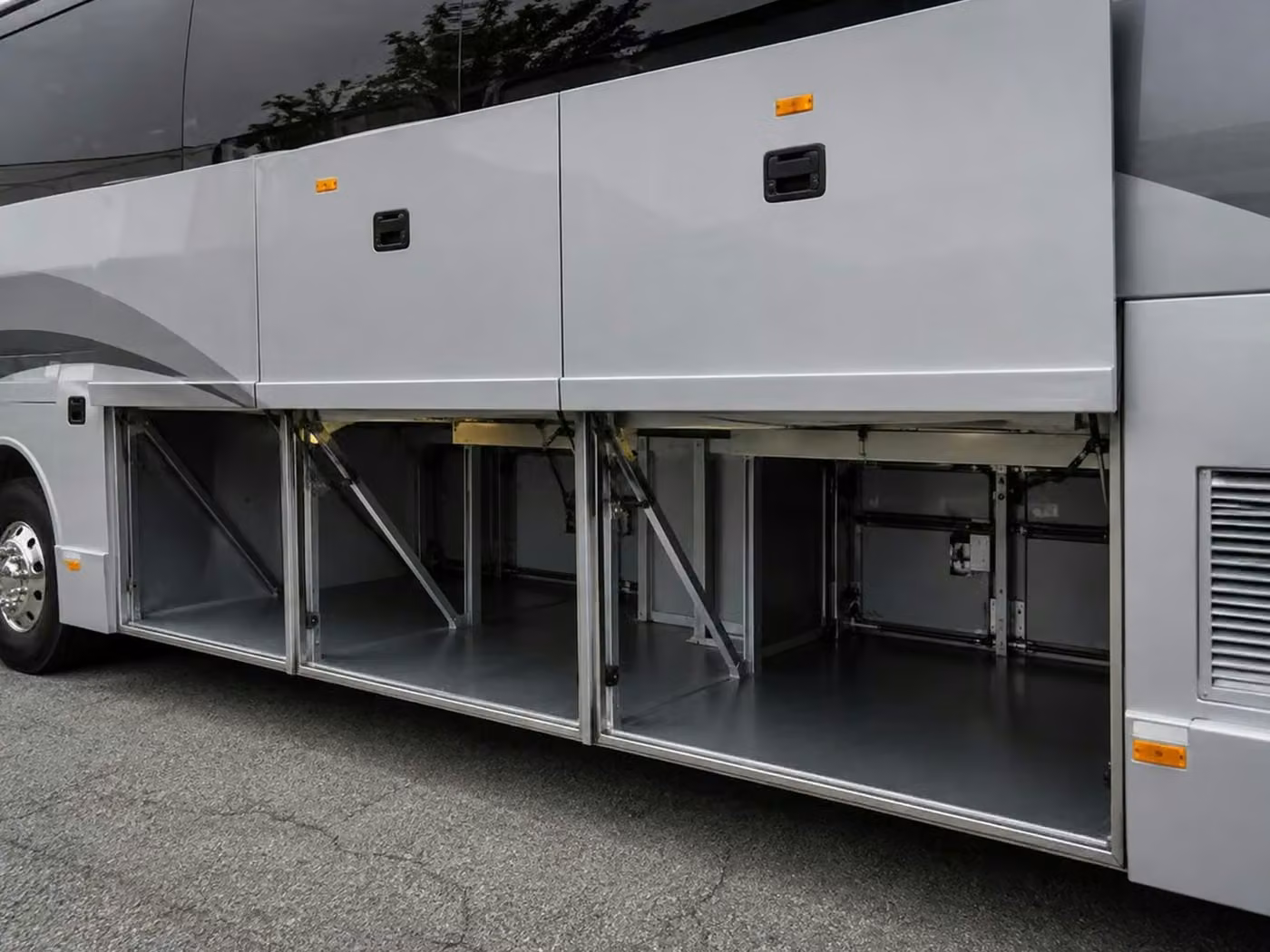 brooklyn center 56 passenger charter bus luggage bays