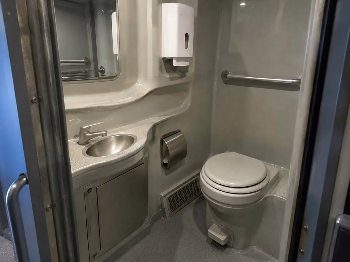 brooklyn center 56 passenger charter bus onboard restroom