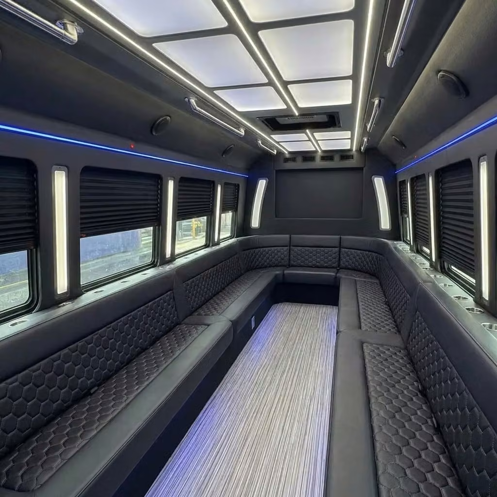 brooklyn center party bus wraparound seating